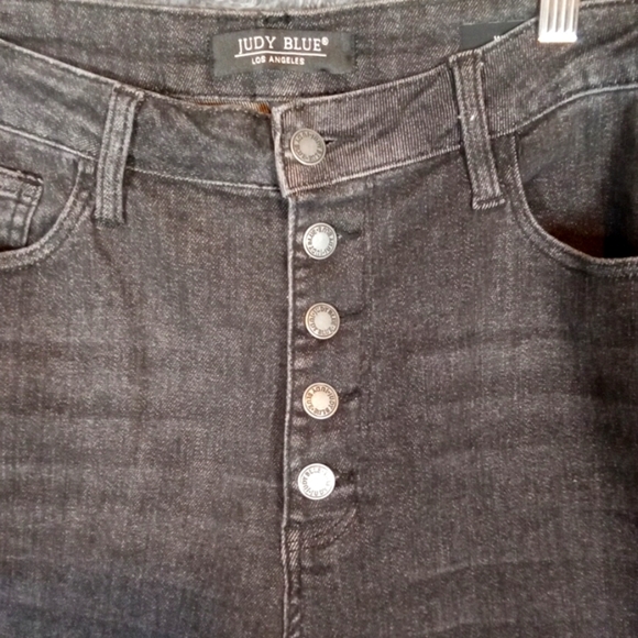 Judy Blue High Waisted Button Fly Wide Leg Trouser Jeans Black Size 32 Women - Picture 4 of 12